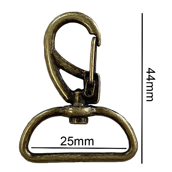 50un Mosquetão 25mm Ouro Velho Fecho Gancho Bolsas Mochilas