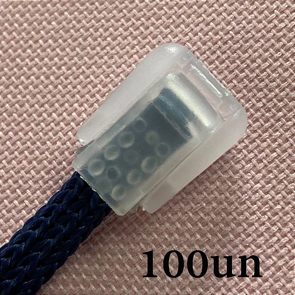 100un Terminal Transparente Cordão Cadarço Jacaré Plástico