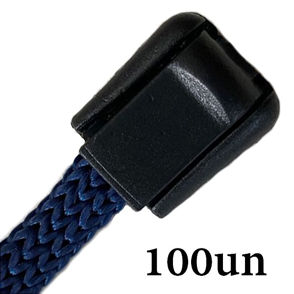 100un Terminal Preto Cordão Cadarço Jacaré Plástico Alça
