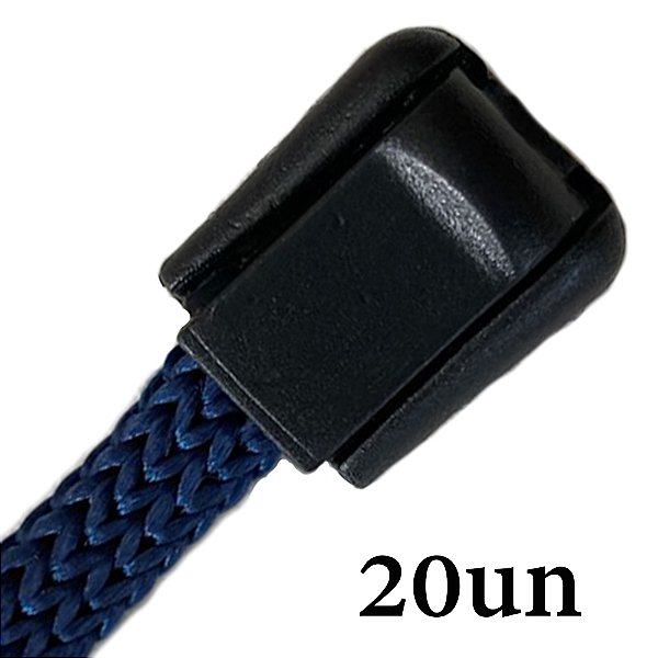 20un Terminal Cordão Cadarço Jacaré Preto Plástico Alça Fita
