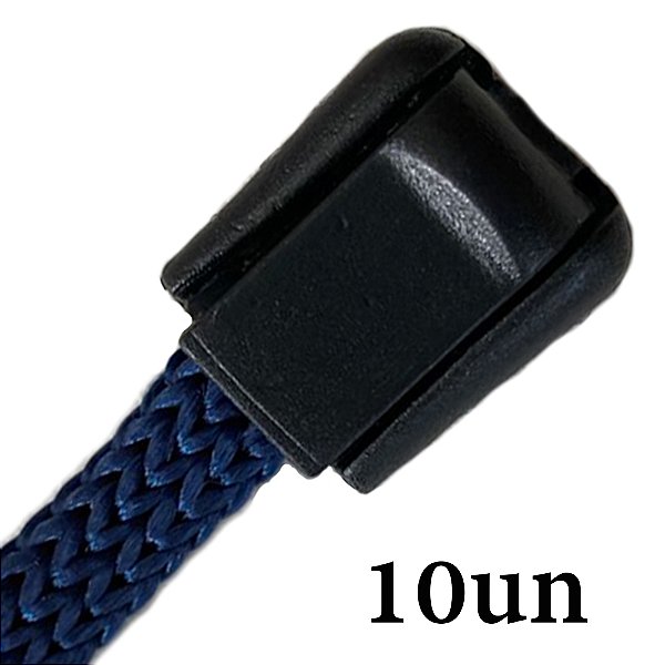 10un Terminal Cordão Cadarço Jacaré Preto Plástico Alça Fita