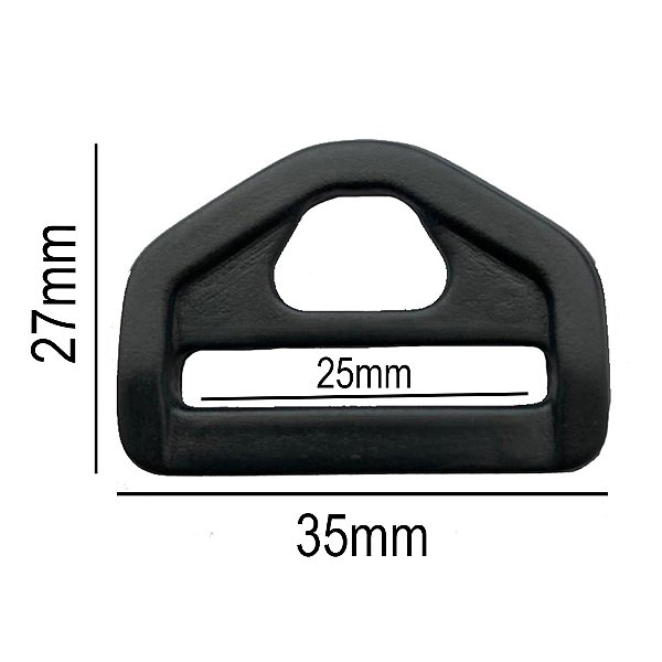 20un Meia Argola 25mm Preta Plástico Triângulo Bolsa Mochila