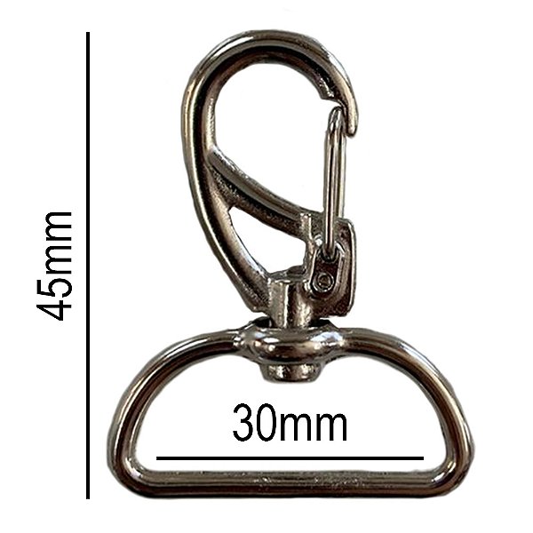100un Mosquetão 30mm Niquelado Fecho Fita Gancho Alça Bolsas