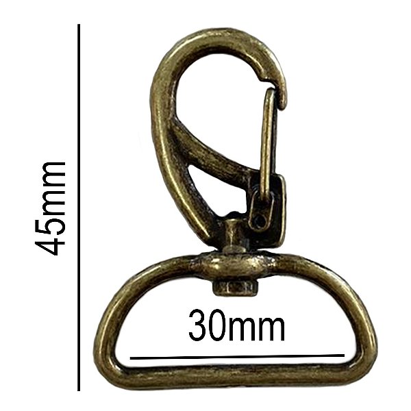 500un Mosquetão 30mm Ouro Velho Fecho Fita Gancho Alça Bolsa