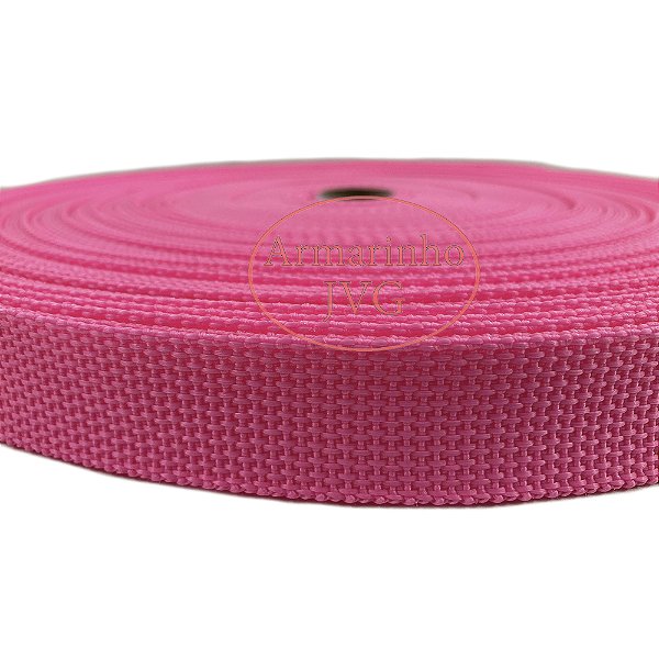 50m Fita CA 25mm 2,5cm Rosa Flúor Cadarço Alça Bolsas Mochilas