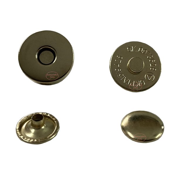 400un Botão Imã com Rebite Magnético 18mm Dourado Bolsa