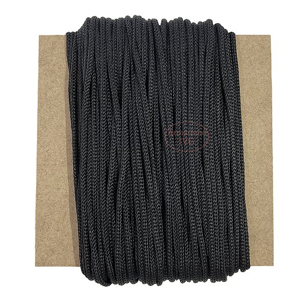 100m Cordão 4/1 Preto Fio Náutico 4mm Rabo Rato Saco Mochila