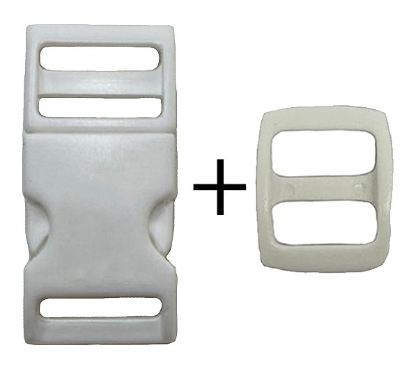 50un Fecho + 50un Regulador 20mm Branco Passador Alça Gancho Presilha Fita Plástico