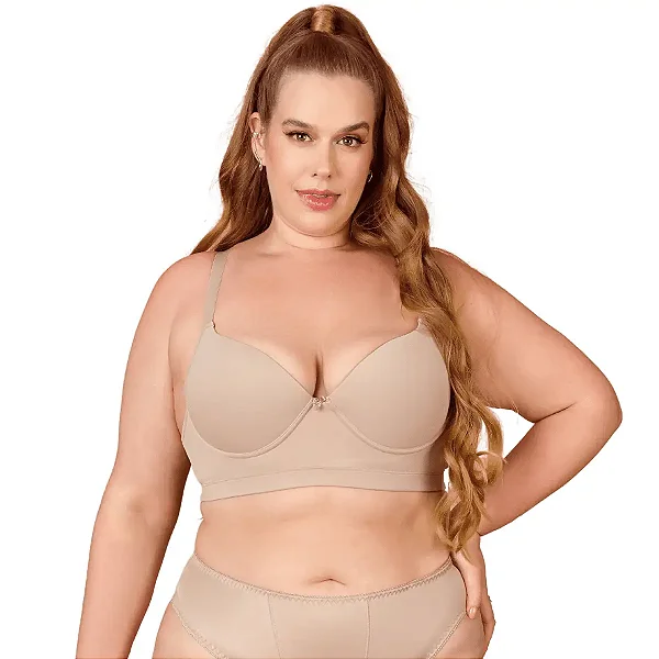 Sutiã Essencial Plus Size Bojo Estruturado Alças Largas Fecho Reforçado