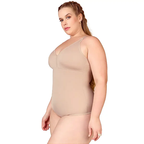 Cinta Body Modelador Plus Size Compressão sem Bojo Bege