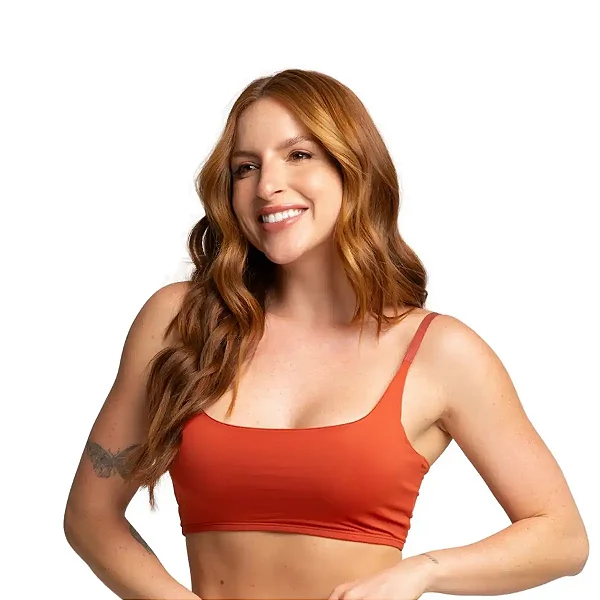 Top Básico Feminino Alça Fina Microfibra Sem Bojo Academia Terracota