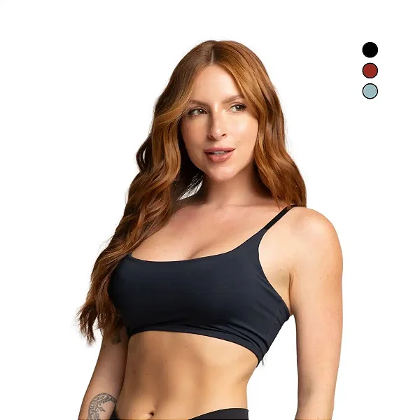 Top Básico Feminino Alça Fina Microfibra Sem Bojo Academia Preto