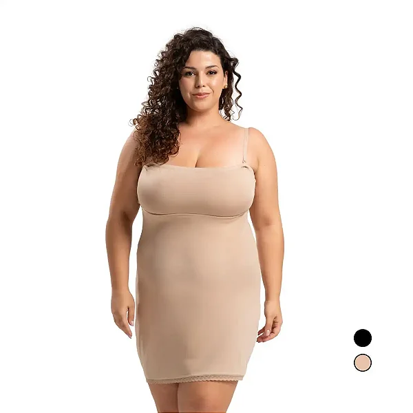 Combinete Anágua Vestido Plus Size Segunda Pele Tomara Que Caia Bege