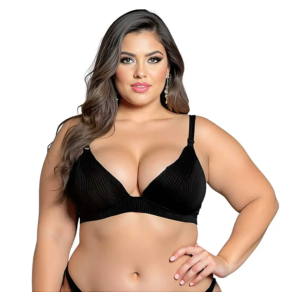 Sutiã Bojo Soft Canelado Plus Size Sem Aro Sustentação Conforto Macio