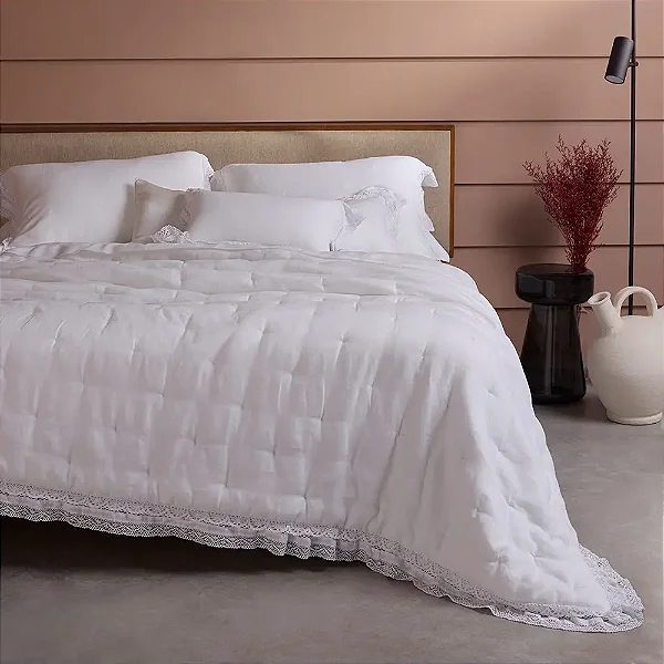 Kit Colcha Extra King Buddemeyer Luxus Linetta Linho 3 peças