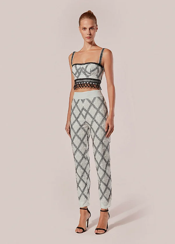 Calca Alfaiataria Bordada Reta Giglio