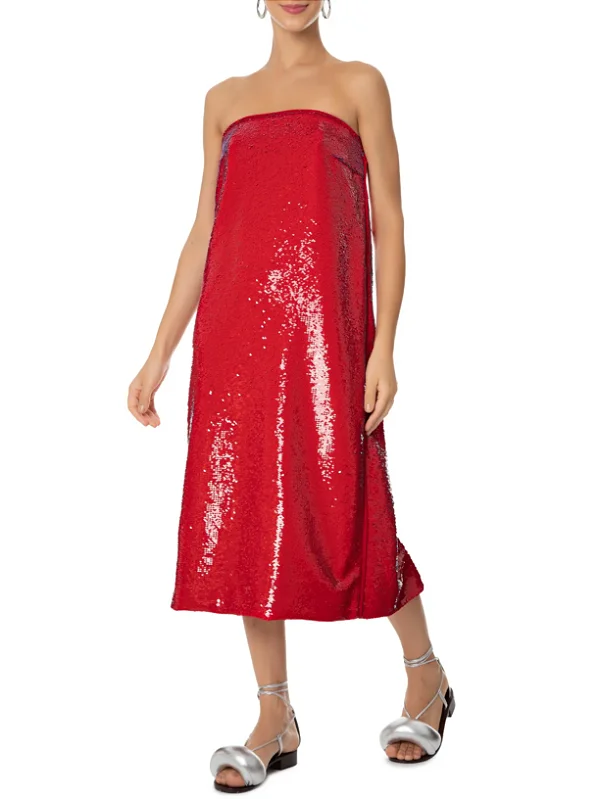 Vestido Tqc midi paete holidays vermelho