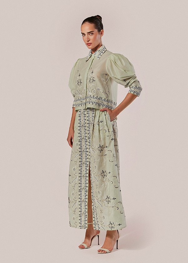 Camisa Manga 3/4 Bordada Zerifo Verde