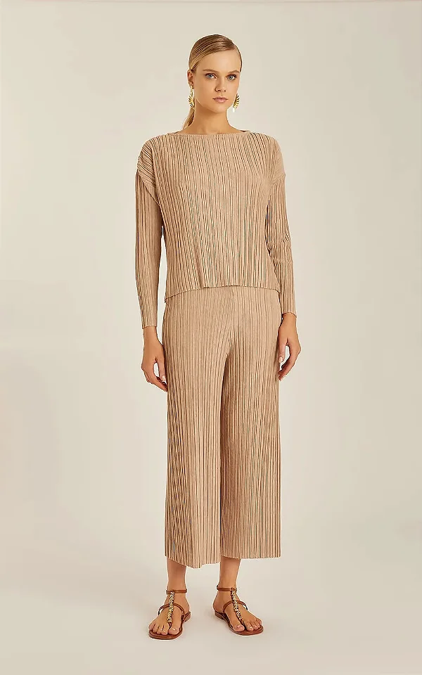 Calça Plissada Rafia