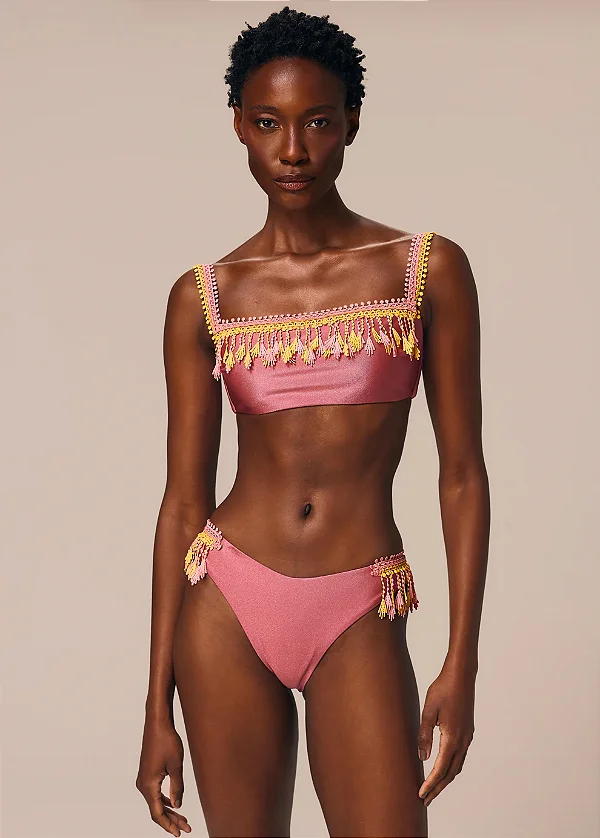 CONJUNTO TOP COM ALÇAS VIBRA ROSA E CALCINHA SLIP VIBRA