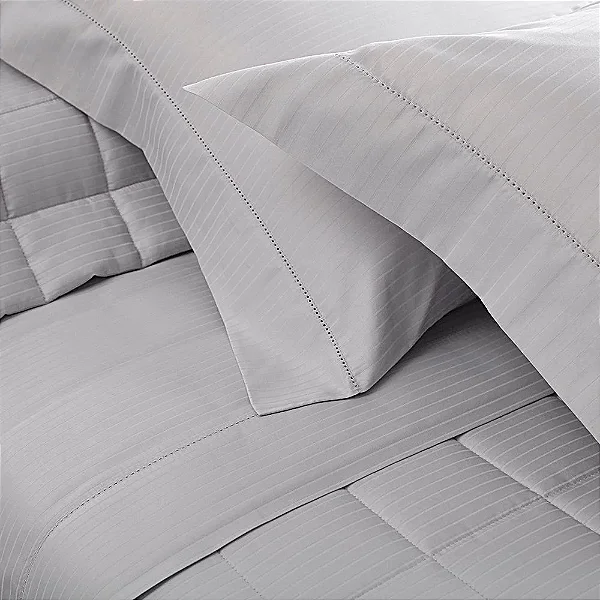 Jogo de Cama Queen Cetim 300 Fios Buddemeyer Damask Stripes 100% Algodão Penteado 4 peças