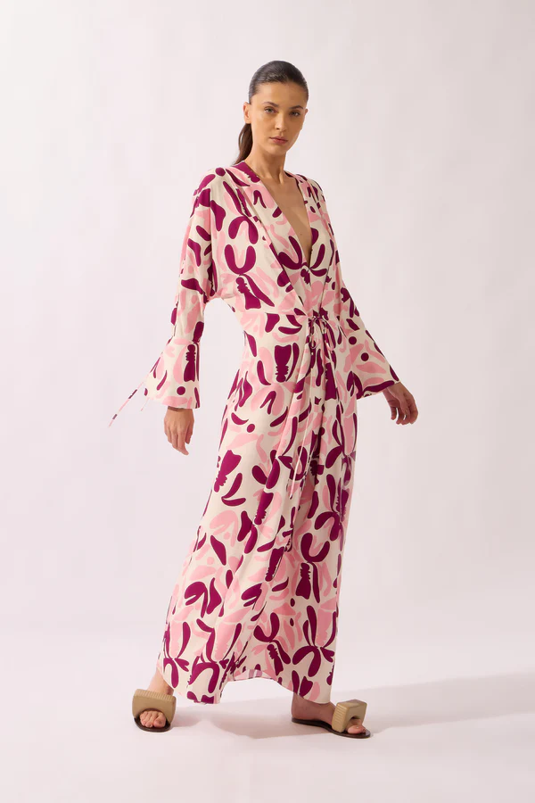 Vestido Longo Decote V Bold Floral