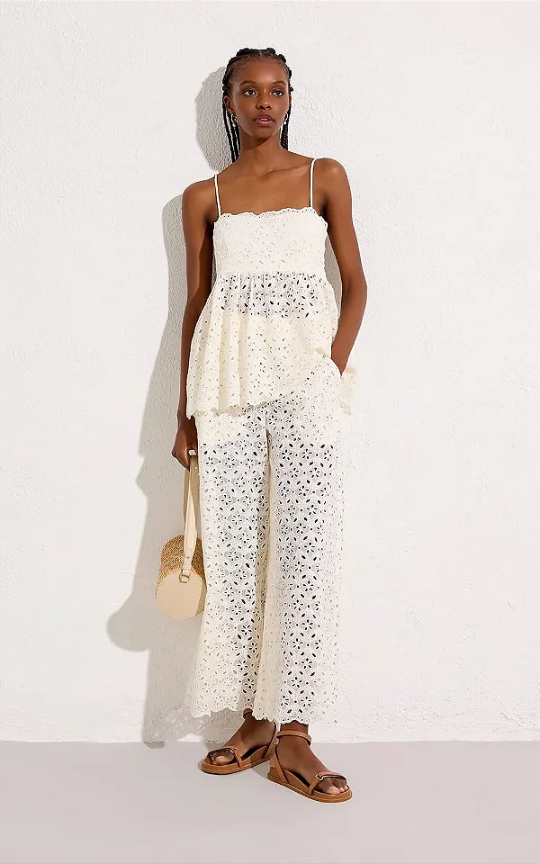 CONJUNTO BLUSA LAISE E CALÇA OFF WHITE