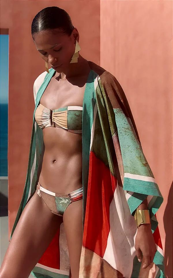 CONJUNTO TOP BANDEAU RITA ESCALA E CALÇA DRAPEADA ESCALA