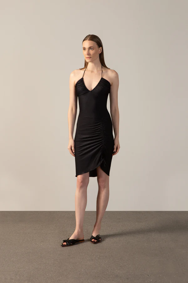 VESTIDO MIDI FRANZIDO FRONTAL