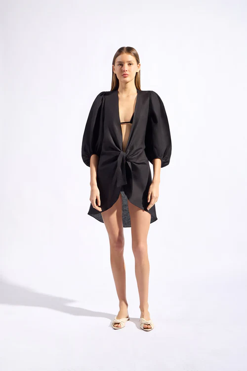 CAMISA LONGA DE AMARRAR PRETO