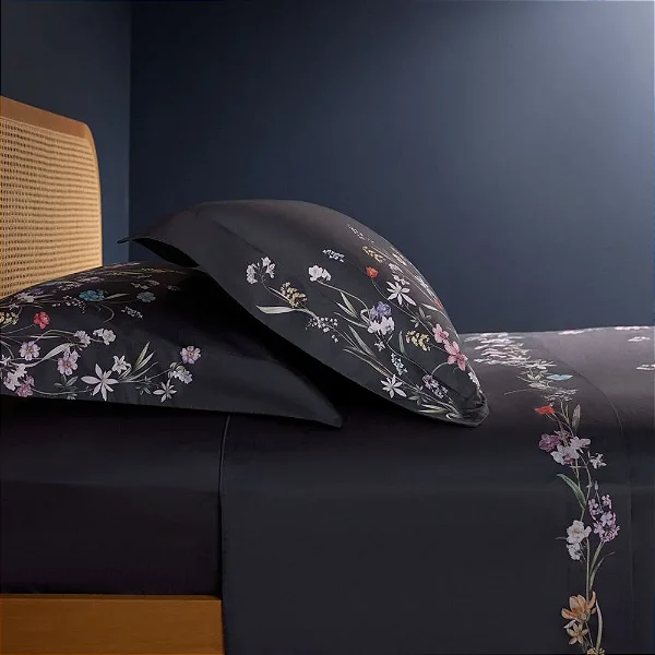 JOGO DE CAMA SUPER KING. BUDDEMEYER LUXUS MOON GARDEN, 400 FIOS 100% ALGODÃO, ESTAMPADO 4 PEÇAS.