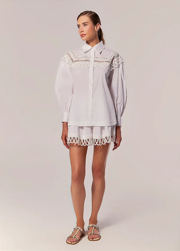 CAMISA BRANCA BORDADA YAS OFF WHITE