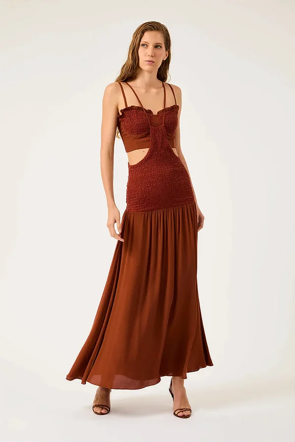 CONJUNTO VESTIDO SALOPETE CLAIR TERRA COTTA