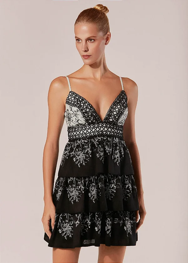 VESTIDO CURTO BABADOS MARE FIORITO