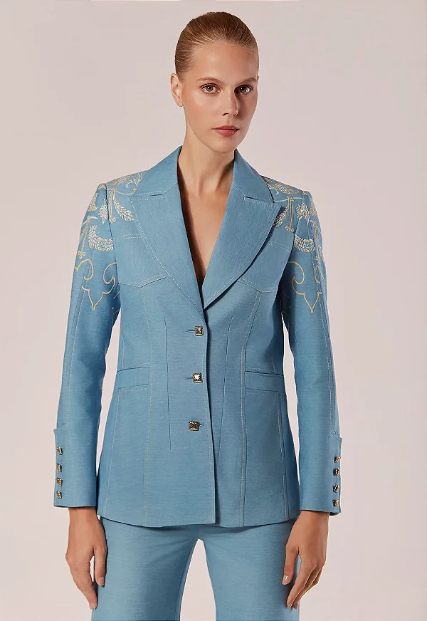 BLAZER ALFAIATARIA CHAMBRAY ELEGANZA