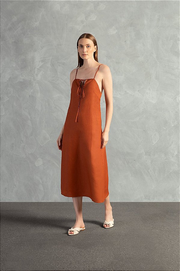 VESTIDO MIDI ALÇA LINHO