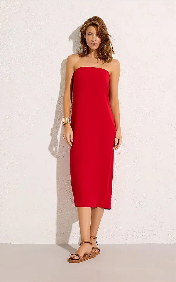 VESTIDO TUBO ALÇA REMOVIVEL VERMELHO