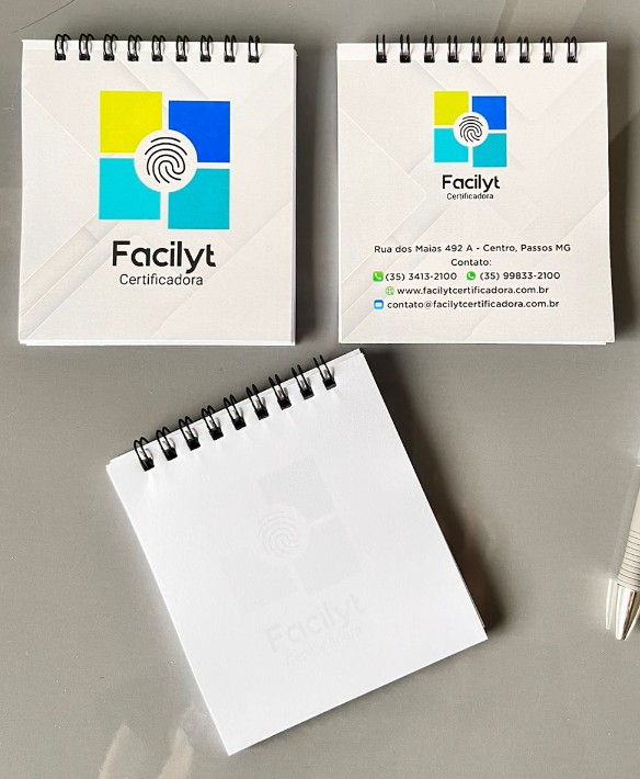 Bloco de anotações com logomarca - Bloquinho 9x10cm