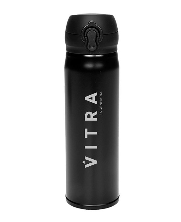 Garrafa Térmica Preta Inox 400ml PERSONALIZADA a laser com LOGO