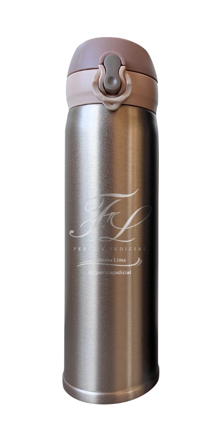 Garrafa Térmica Dourada Inox 400ml PERSONALIZADA a laser com LOGO