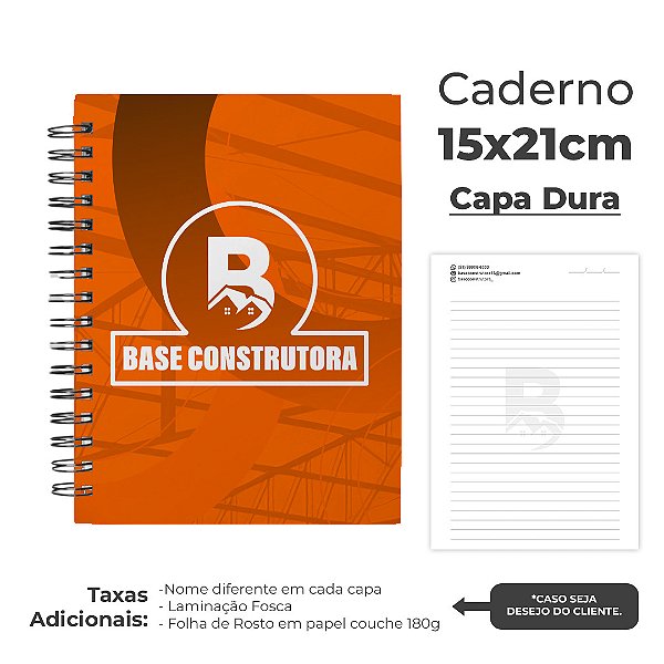 Caderno Personalizado com Logomarca - CAPA DURA - 15 x 21cm