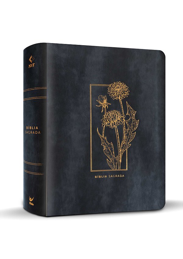 Bíblia Capa Luxo Floral Grafite | NVT Viviane Martinello