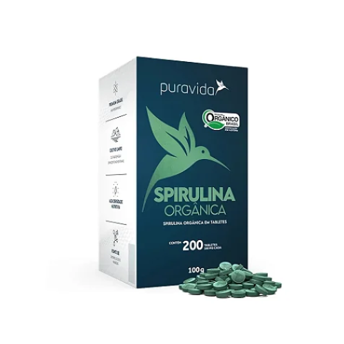 Spirulina 200 Tabletes de 500mg Pura Vida