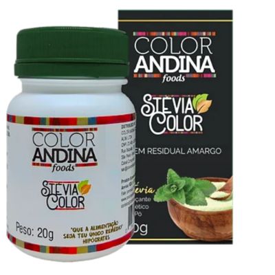 Adoçante Stévia Color Andina 20g - Pó 100% Natural, Zero Açúcar