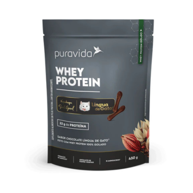 Whey Proteín Isolado 450g Sabor Chocolate Língua de Gato Puravida