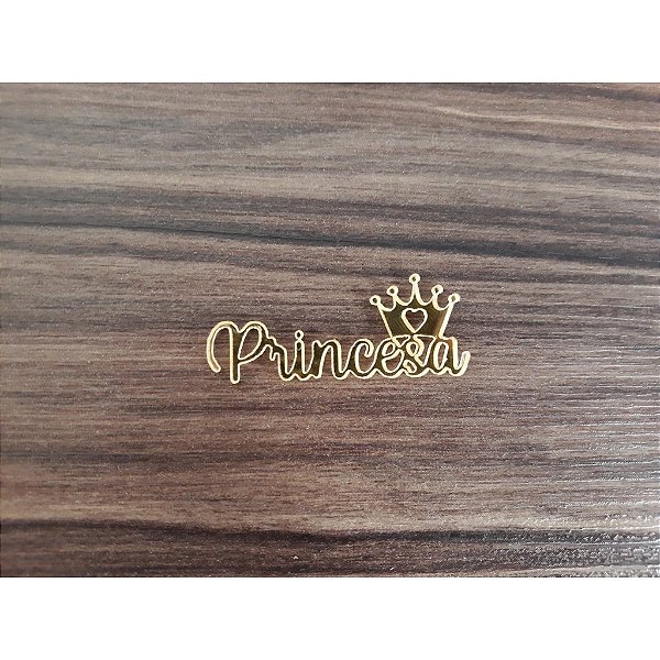 Aplique "Princesa" 5cm 10 unidades acrílico dourado
