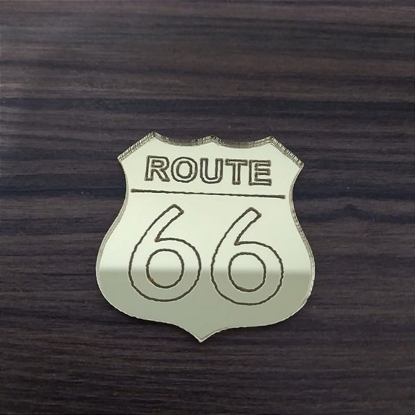 Apliques Placa Rota 66 - 10 unidades Acrílico Dourado