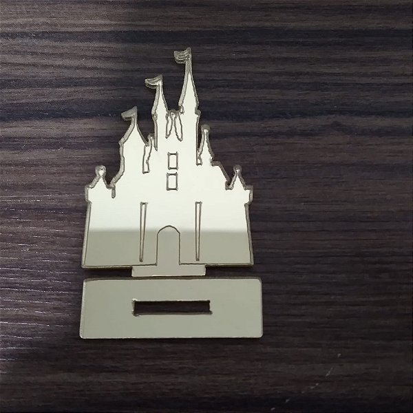 Aplique Castelo Disney 5cm acrílico dourado 5 unidades