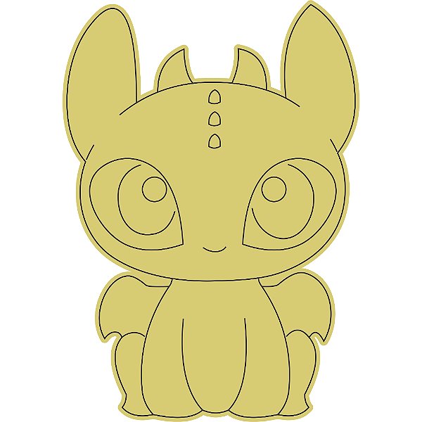 Aplique Dragão Banguela 4 cm 10 unidades Dourado