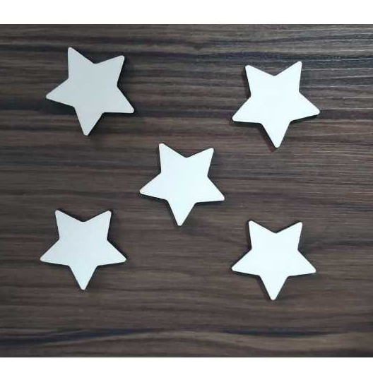 Aplique Estrela 10cm MDF Branco 10 unidades